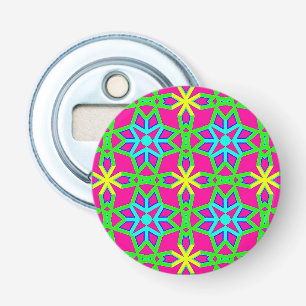 Shades of Green Pink Yellow Blue 3D Kaleidoscope~  Bottle Opener