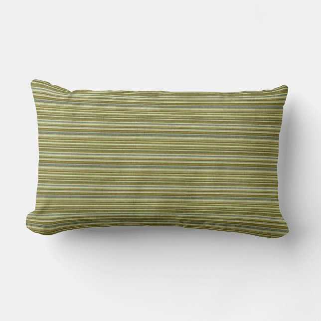 SHADES OF GREEN PINSTRIPES LUMBAR PILLOW (Front)