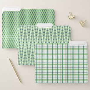 SHADES OF GREEN PLAIDS ZIG ZAGS PATTERNS FILE FOLDER
