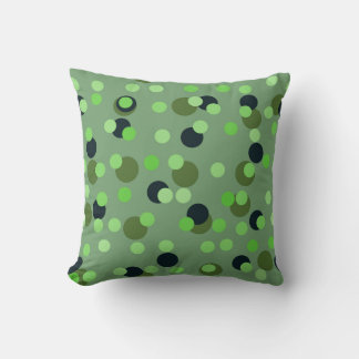 shades of green polka dots throw pillow