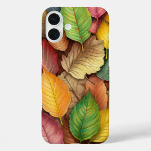 SHADES OF GREEN RED GOLD FALL LEAVES iPhone 16 PLUS CASE