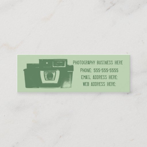 Customizable Shades of Green Retro Film Camera Business Card