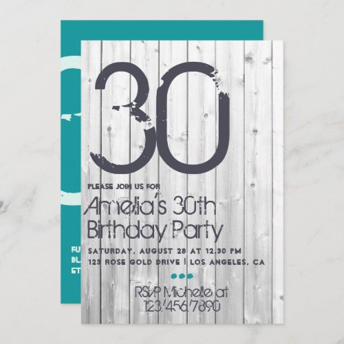 Shades of Green Rustic Grunge Typography Birthday Invitation