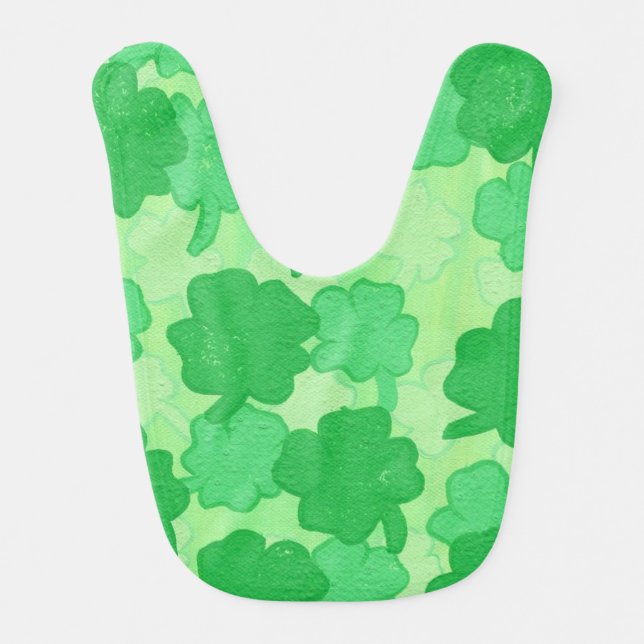Shades of Green Shamrock Collage Baby Bibs (Front)
