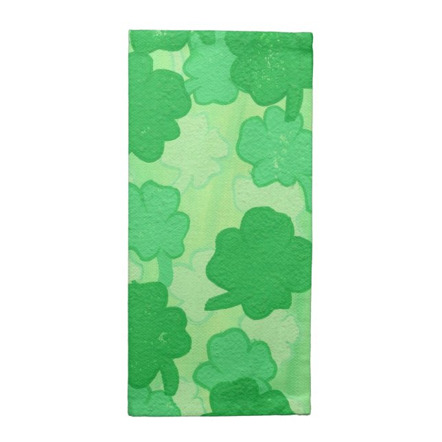 Shades of Green Shamrock Collage Cloth Napkins (Half Fold)