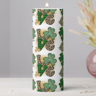 SHADES OF GREEN SHAMROCKS HEARTS AND LIPS PILLAR CANDLE