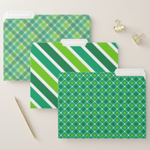 SHADES OF GREEN SHAMROCKS STRIPES PLAID PATTERNS FILE FOLDER