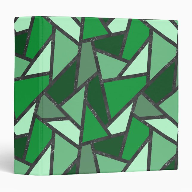 Shades of green stained glass pattern 3 ring binder (Front/Spine)