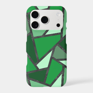 Shades of green stained glass pattern iPhone 17 pro case