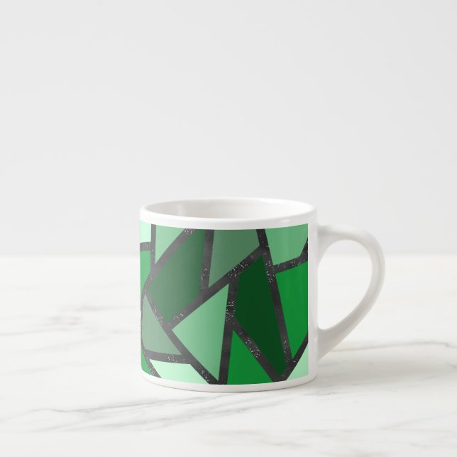 Shades of green stained glass pattern espresso cup (Right)