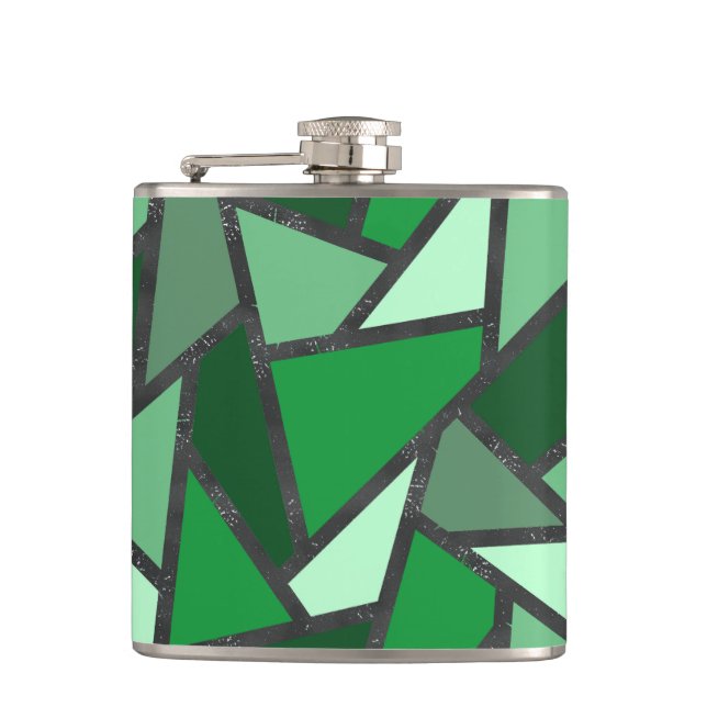 Shades of green stained glass pattern flask (Front)