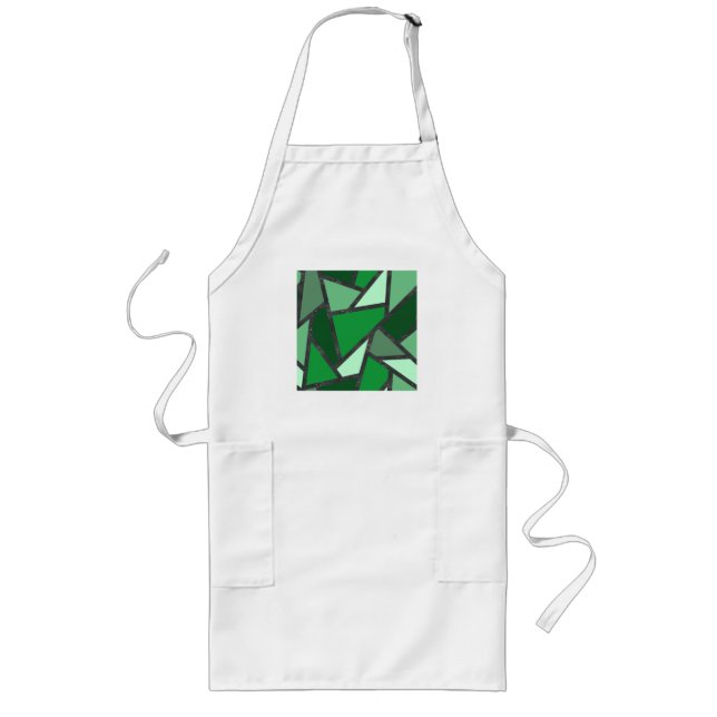 Shades of green stained glass pattern long apron (Front)