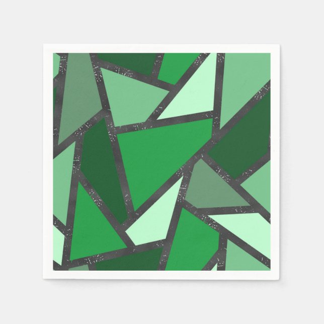 Shades of green stained glass pattern napkins (Front)
