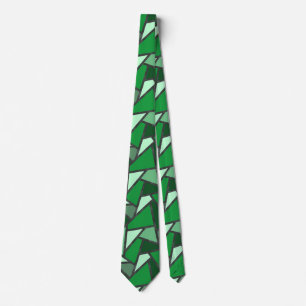 Shades of green stained glass pattern neck tie
