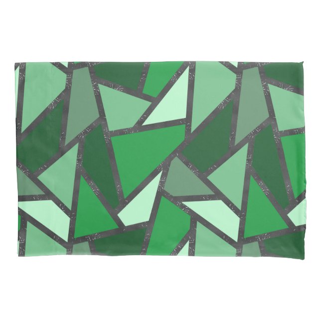 Shades of green stained glass pattern pillow case (Front)