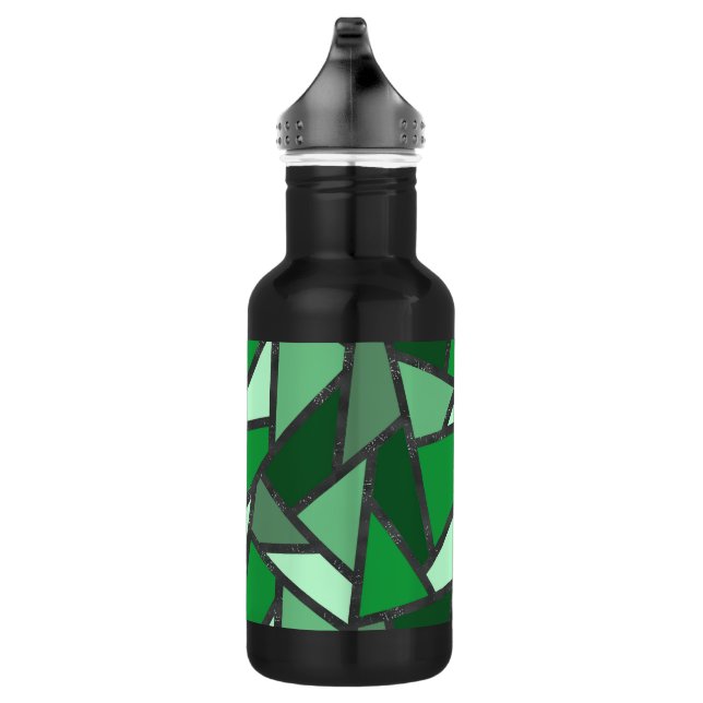 Shades of green stained glass pattern stainless steel water bottle (Right)