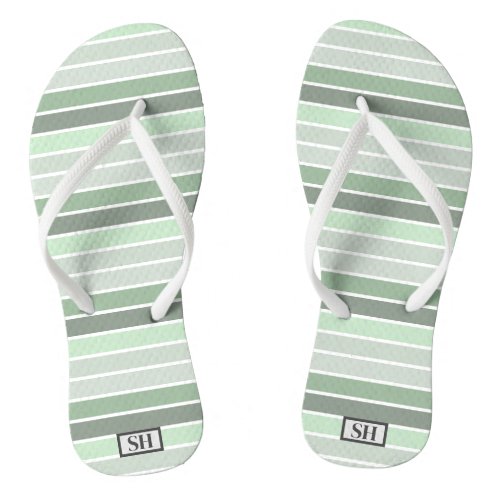 Shades of Green Striped Monogram _ Flip Flops