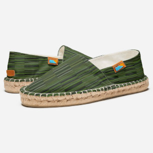 Shades of Green Stylish Striped Pattern Espadrilles