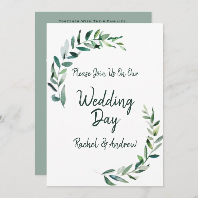 Shades of Green - Wedding Invitation (Front/Back)
