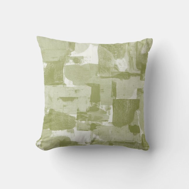 Shades of Green & White Abstract Decor Pillow (Front)