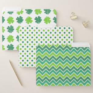 SHADES OF GREEN & WHITE IRISH SHAMROCKS FILE FOLDER