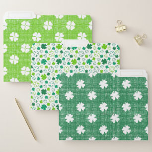 SHADES OF GREEN & WHITE IRISH SHAMROCKS FILE FOLDER