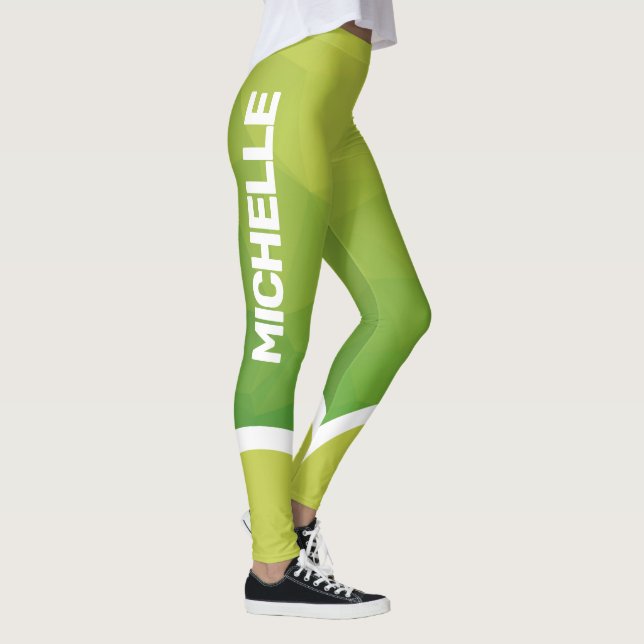 Shades of green with name modern leggings (Right)