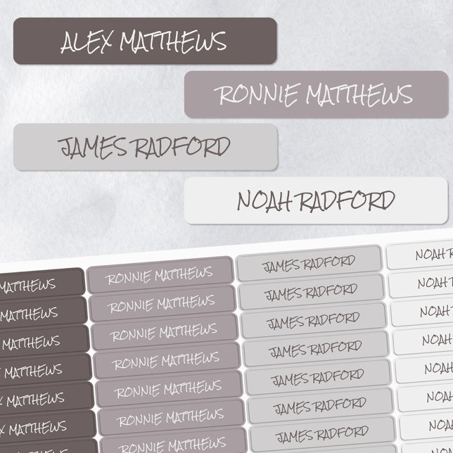 Shades of Grey Color Coded Penned Name Waterproof Labels (Creator Uploaded)