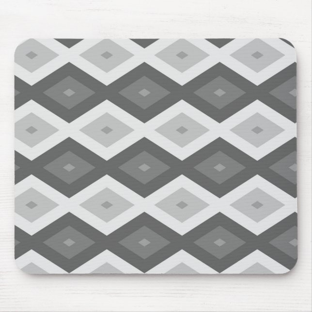 Shades of grey diamond pattern mouse pad (Front)