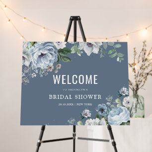 Shades of Grey Dusty Blue Bridal Shower Welcome F Foam Board