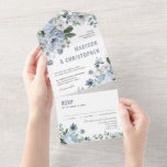 Shades of Grey Dusty Blue Winter Rustic Wedding Al All In One Invitation<br><div class="desc">Elegant floral winter wedding invitation features elegant grey and icy blue watercolor flower bouquet frosty-hued greenery. Please contact me for any help in customization or if you need any other product with this design.</div>