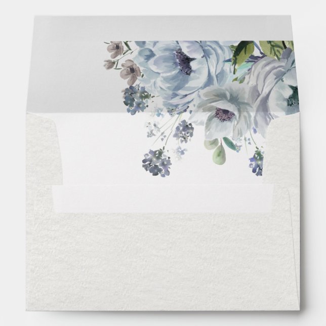 Shades of Grey Dusty Blue Winter Rustic Wedding En Envelope (Back (Bottom))