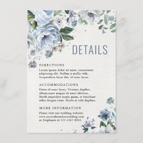 Shades of Grey Dusty Blue Winter Rustic Wedding    Enclosure Card