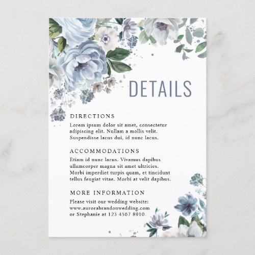 Shades of Grey Dusty Blue Winter Rustic Wedding    Enclosure Card