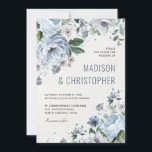 Shades of Grey Dusty Blue Winter Rustic Wedding    Invitation<br><div class="desc">Elegant floral winter wedding invitation features elegant grey and icy blue watercolor flower bouquet frosty-hued greenery. Please contact me for any help in customization or if you need any other product with this design.</div>