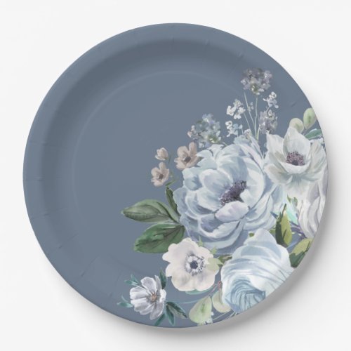 Shades of Grey Dusty Blue Winter Rustic Wedding Pa Paper Plates