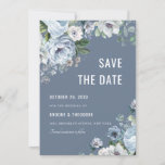 Shades of Grey Dusty Blue Winter Rustic Wedding Sa Save The Date<br><div class="desc">Elegant floral winter wedding save the date card features elegant grey and icy blue watercolor flower bouquet frosty-hued greenery. Please contact me for any help in customization or if you need any other product with this design.</div>
