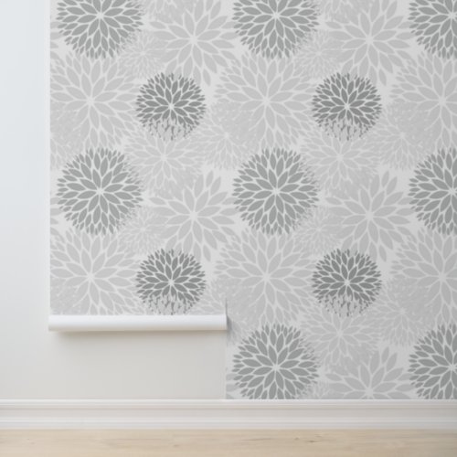 Shades of Grey Floral Wallpaper