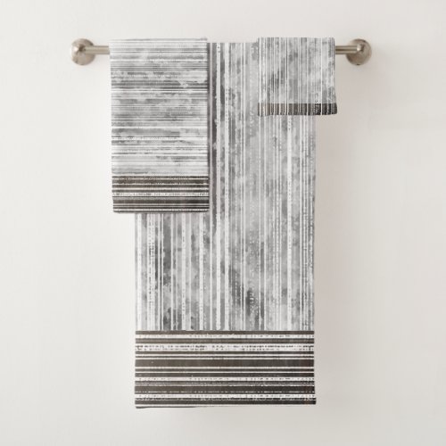 Shades of Grey Marble  Stripe Pattern Bath Towel Set