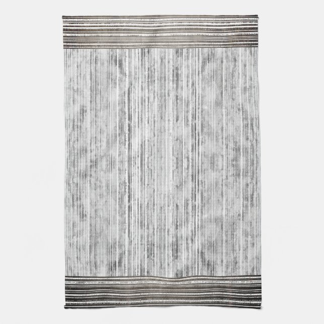 Shades of Grey Marble & Stripe Pattern Kitchen Towel (Vertical)