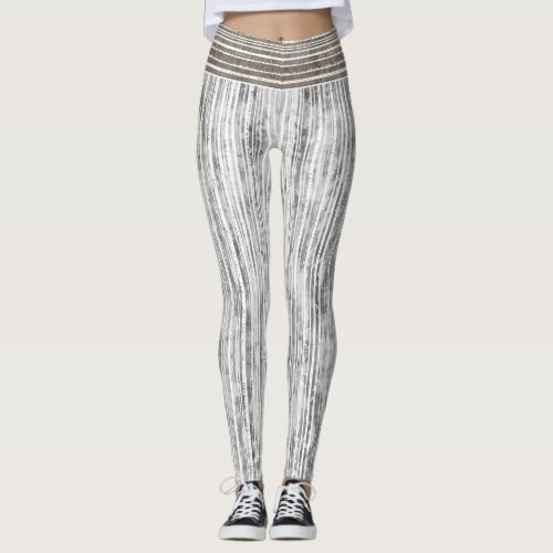 Shades of Grey Marble  Stripe Pattern Leggings
