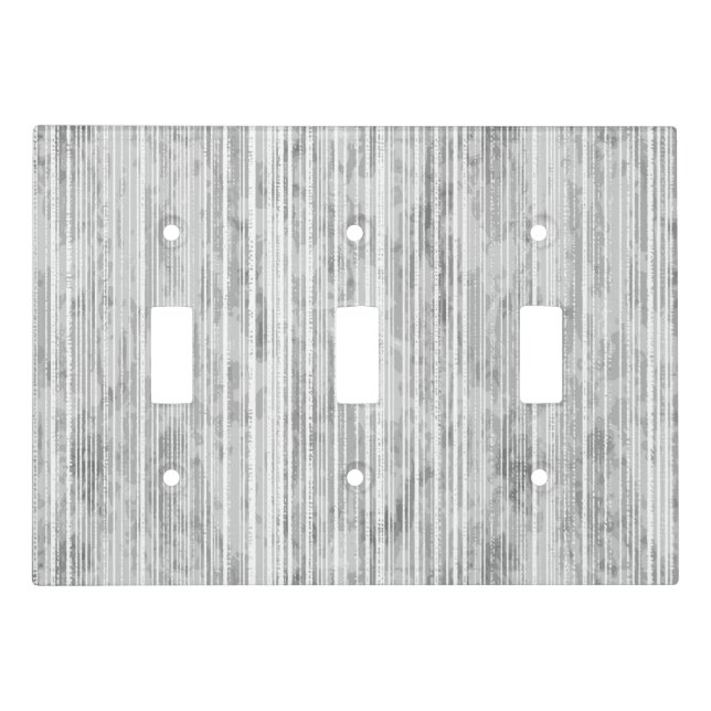 Shades of Grey Marble & Stripe Pattern Light Switch Cover (Front)