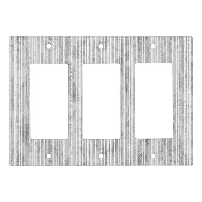 Shades of Grey Marble & Stripe Pattern Light Switch Cover (Front)