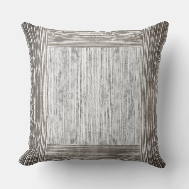 Shades of Grey Marble & Stripe Pattern Outdoor Pillow (Front)