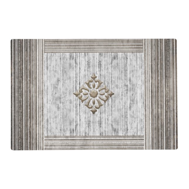 Shades of Grey Marble & Stripe Pattern Placemat (Front)