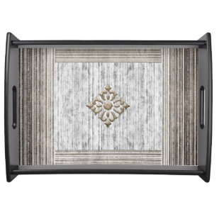 Shades of Grey Marble & Stripe Pattern Serving Tray