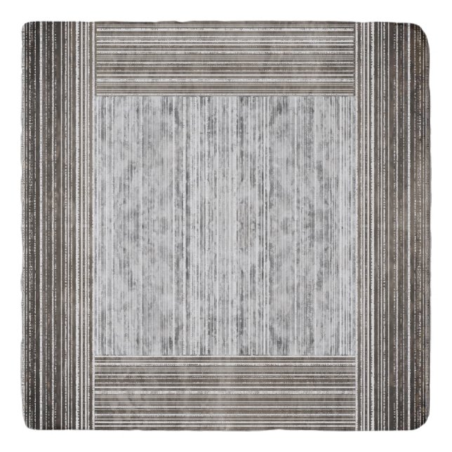 Shades of Grey Marble & Stripe Pattern Trivet (Front)