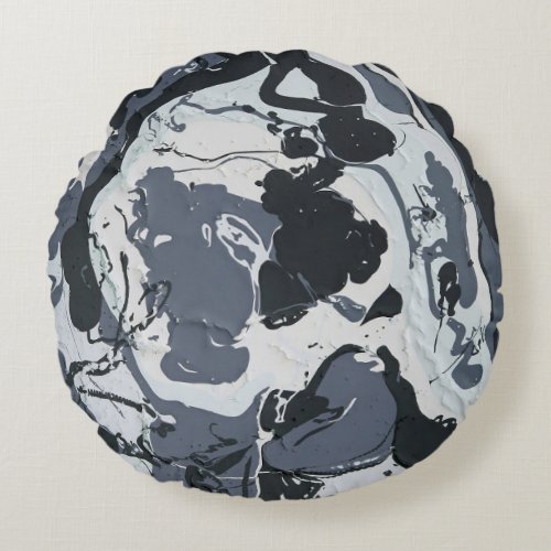 Shades of Grey monochrome modern abstract Round Pillow
