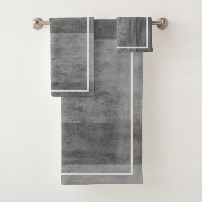 Shades of Grey Ombre Striped Bath Towel Set (Insitu)