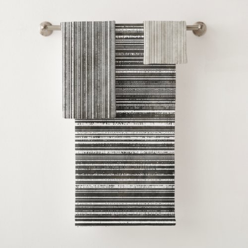 Shades of Grey Striped Pattern Bath Towel Set